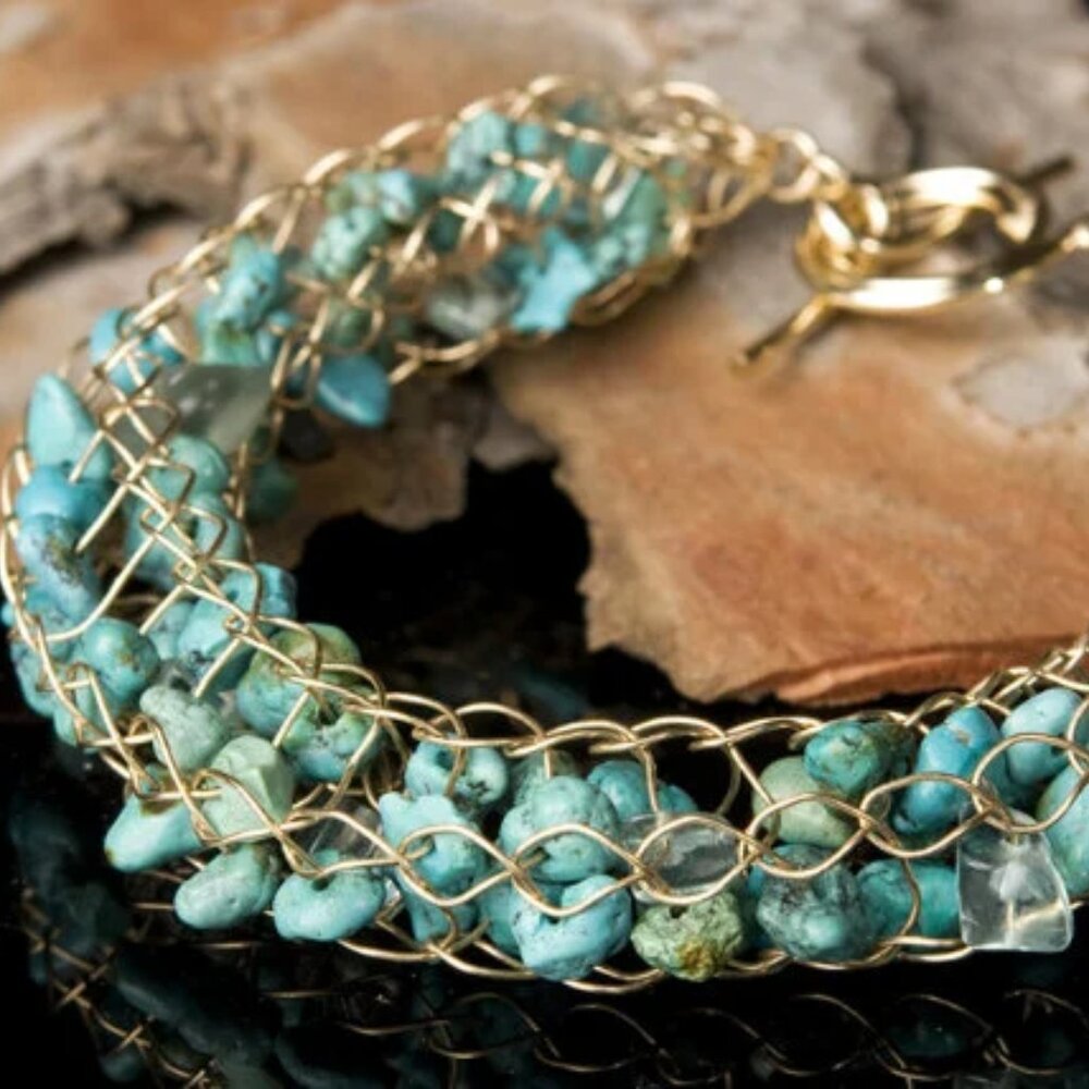 Gold Mesh and Turqoise Bracelet